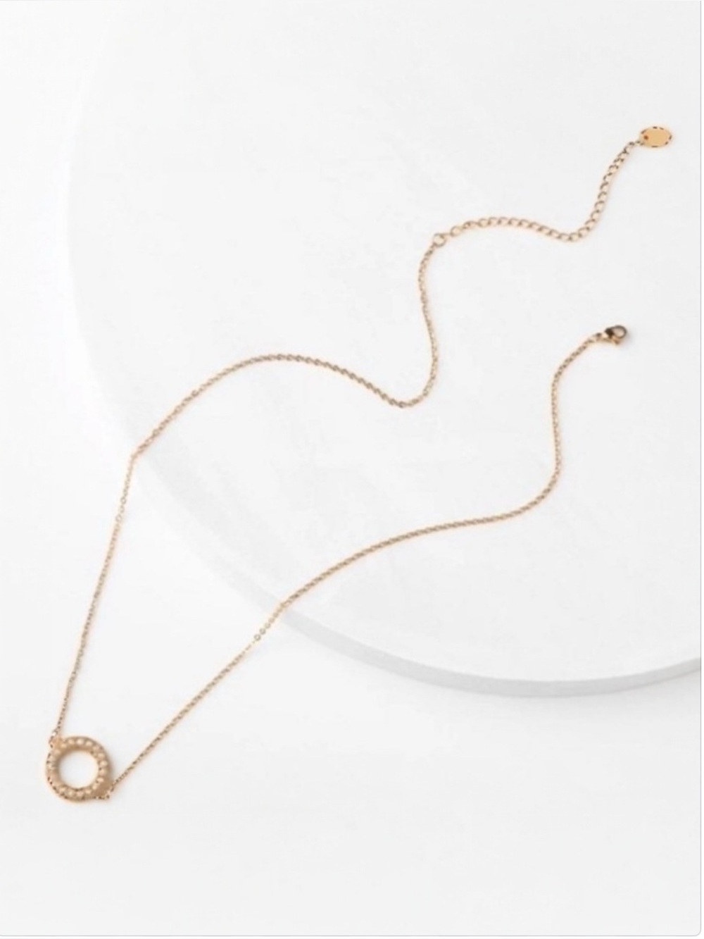 Plunder “Jamie” Gold Tone Circle Necklace with Pearls